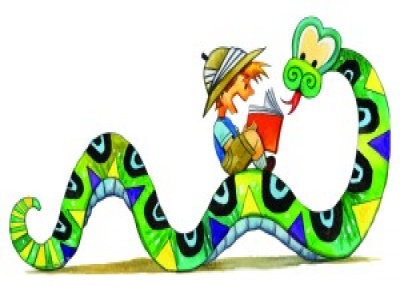 read a book boy & snake