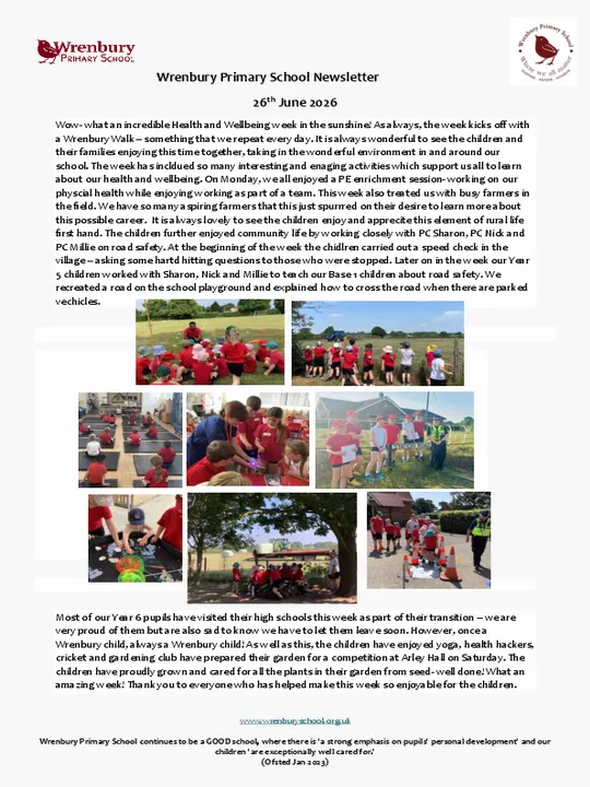 Wrenbury Newsletter 26th June