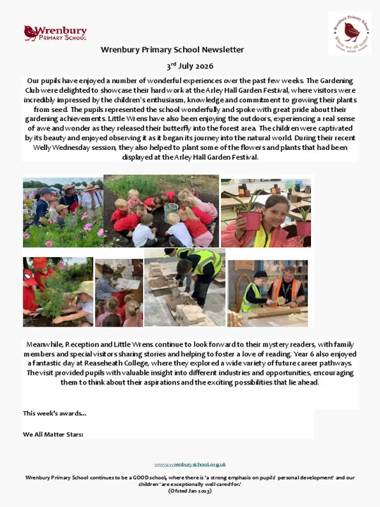 Wrenbury Newsletter 3rd July