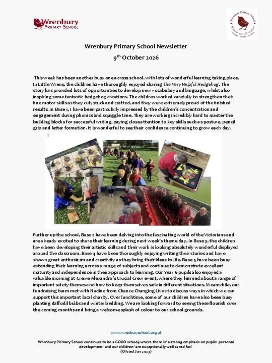 Wrenbury Newsletter 9th October