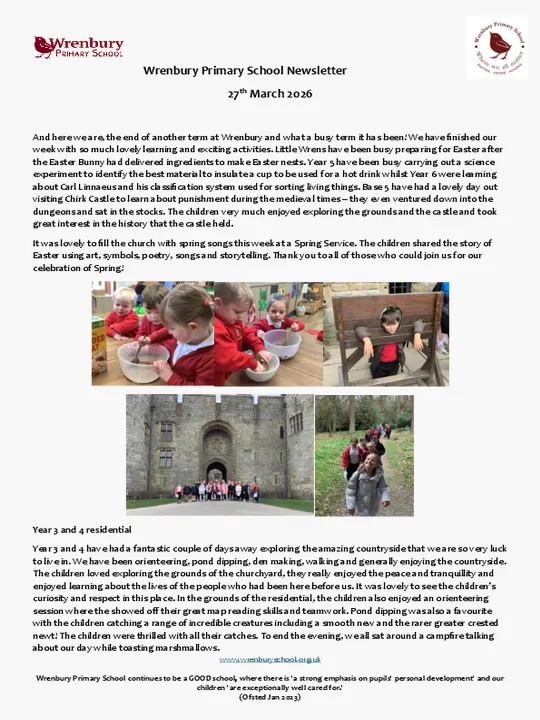 Wrenbury Newsletter 27th March 2