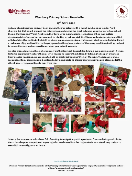 Wrenbury Newsletter 17 Th April