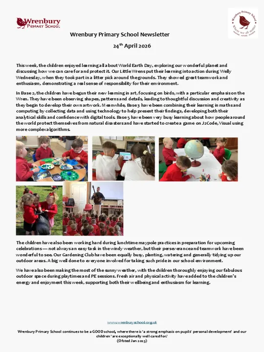 Wrenbury Newsletter 24th April