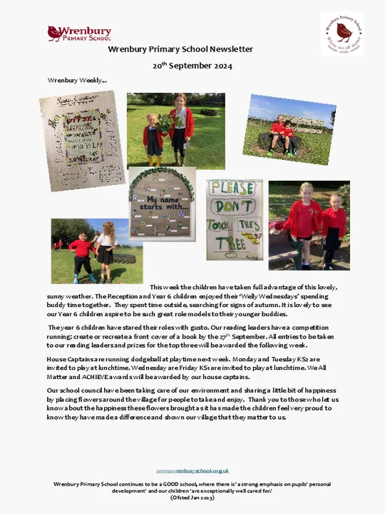 Wrenbury Newsletter 20th September 2024