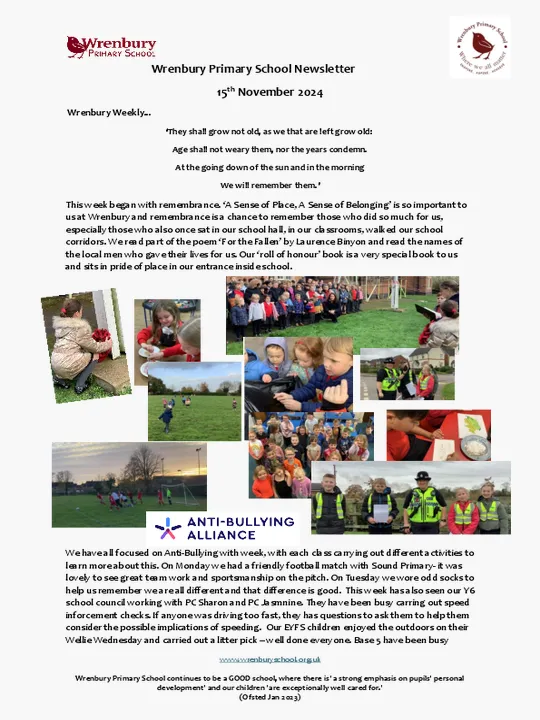 Wrenbury Newsletter 15th November 2024
